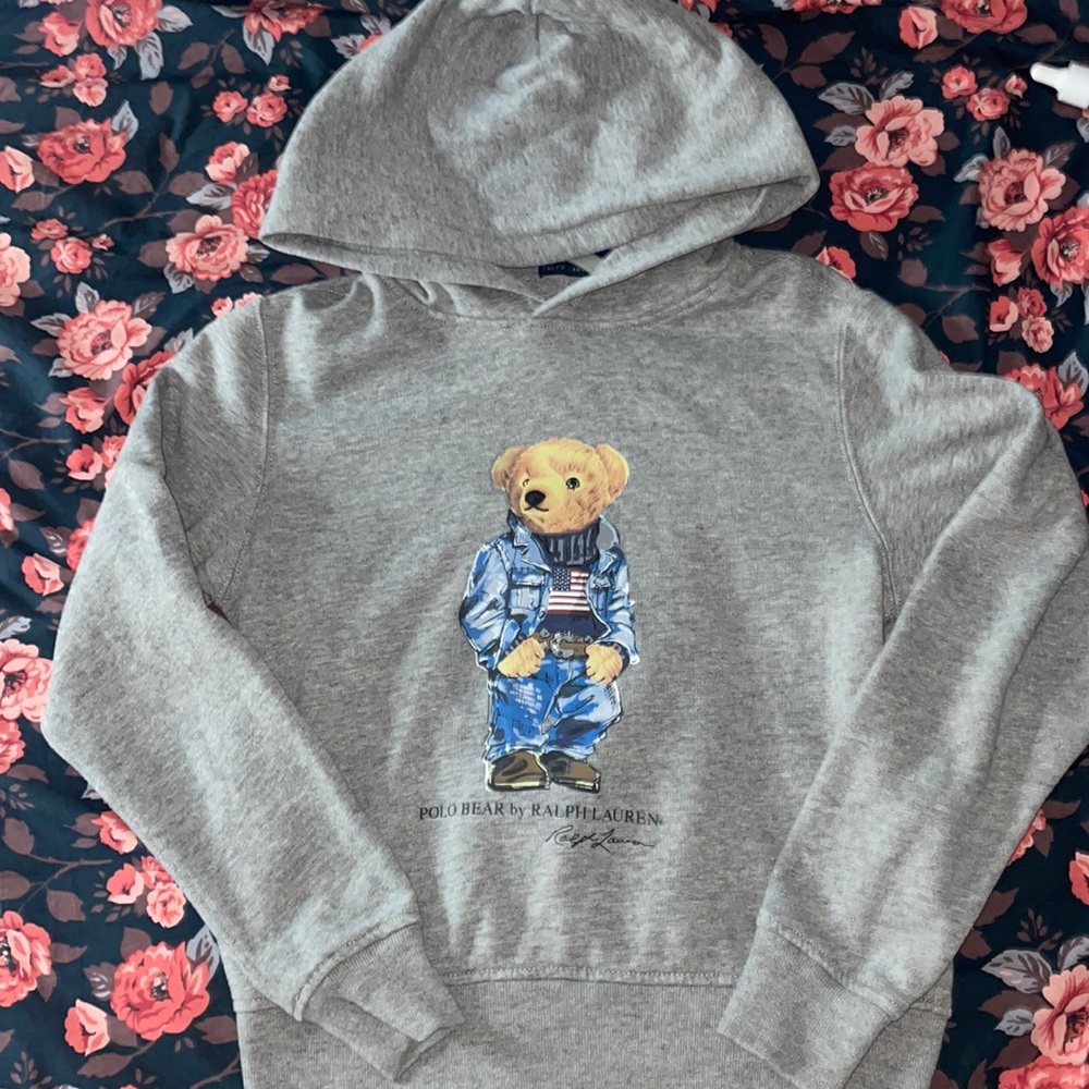 Grey Ralph Lauren bear hoodie